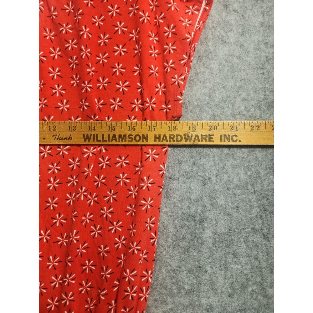 D&Co Denim & Company Red Floral Print Midi Dress Women's Medium Short Sleeve - Picture 6 of 9